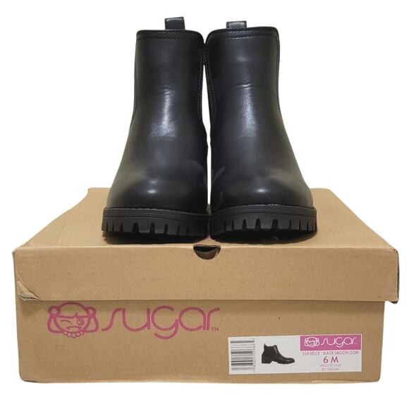 Sugar Women Kelce Block Heel Chelsea Boots Size US 6M Black Smooth Faux Leather - Picture 5 of 5